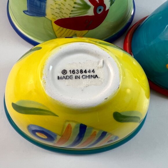 Fish Ceramic Condiment Sauce Holders Metal Fish Shaped Tidbit Caddy - Picture 8 of 16